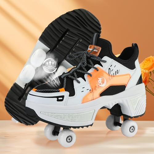 Patins à roulettes pour Femmes, Chaussures à roulettes pour Hommes, Chaussure Roller Fille en Plein air, Basket Roller pour Cadeaux d'anniversaire de Thanksgiving (H, 37)
