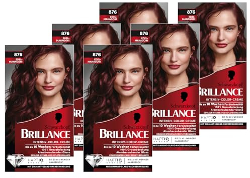 Brillance Intensiv-Color-Creme 876 Edelmahagoni (6x 160 ml), dauerhafte Haarfarbe mit Diamant-Glanz und Pflege-Conditioner, für 10 Wochen Farbintensität