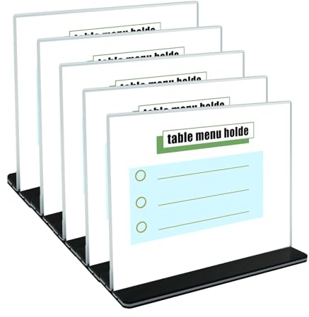 suaywo 5 Stück Tischaufsteller A5 Querformat mit Sockelboden Acryl Werbeaufsteller Tischständer Doppelseitiges Display Aufsteller A5 Menükartenhalter Glasklar Acrylglas T-Ständer für Restaurant,Büro