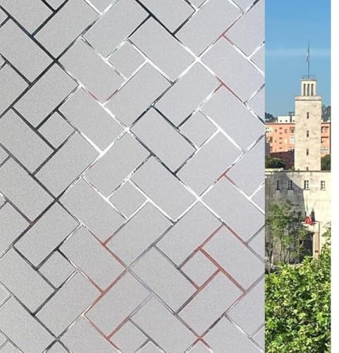 Decorative Glass Film (Bricks, 60 x 300 cm) Privacy Protection Self-Adhesive without Glue Anti UV No Residues Easy Application Shower Windows Static Adhesion Removable Reusable