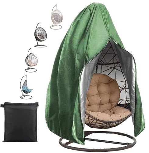 FANSU Hängesessel Abdeckung Outdoor Wasserdicht, 210D Oxford-Stoff Abdeckplane, UV-Anti Winterfest Schutzhülle Gartenmöbel für Hängestuhl, Egg Chair, Swing Chair (Grün,115x190cm)