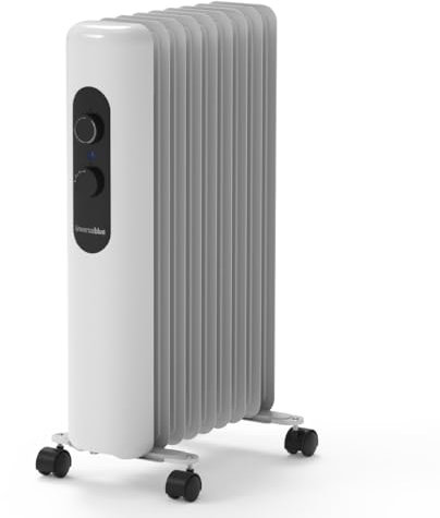 UNIVERSALBLUE Radiatore elettrico ad olio 2500 W - Riscaldatore a basso consumo 13 elementi riscaldanti - Riscaldamento di stanze fino a 30 m² - Termostato regolabile - Portatile con ruote
