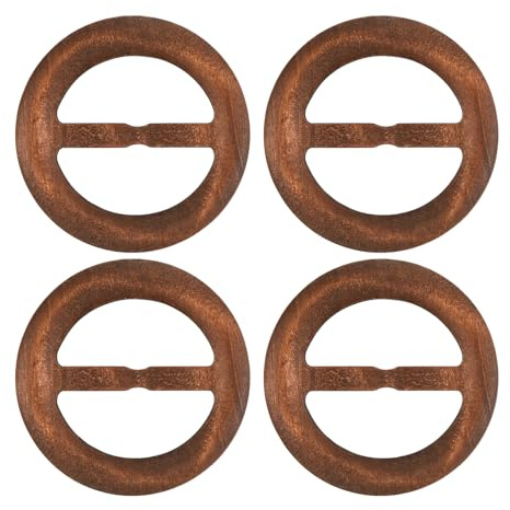 sourcing map Lot de 4 clips ronds en bois pour écharpe, cravate, boucles pour vêtements, boutons d'angle en soie, décoration de vêtements, 60mm, Bois
