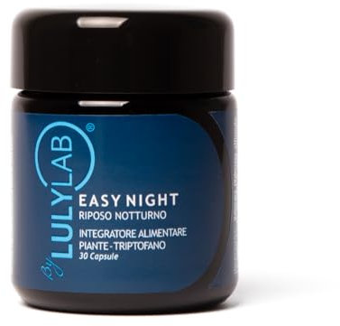 LULYLAB Easy Night - Integratore per un Sonno Profondo, 30 Capsule - per Favorire il Rilassamento e il Riposo Notturno con Valeriana, Escolzia, Triptofano e Biancospino
