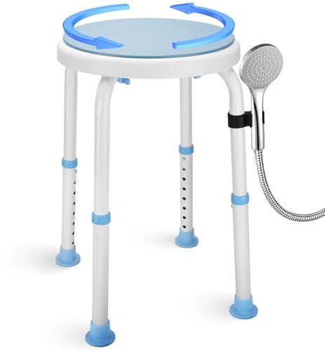 Asiento giratorio plegable y ajustable para baño, bañera, silla de ducha, taburete para ancianos y discapacitados, banco de transferencia de bañera para personas mayores para ducha interior (azul,