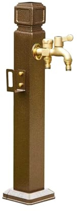 Floor Mounted Faucet Outdoor Water Pipe Vertical Fountain Irrigation Column,Outdoor Vertical Square Garden Water Column with Faucet & Spray Gun - Antifreeze Yard Hydrant Faucet (Gold, 60cm/2