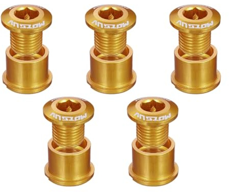 QitinDasen 5 dadi singoli per catena, lega di alluminio M8 per pignone della catena da bicicletta, a vite (Oro)