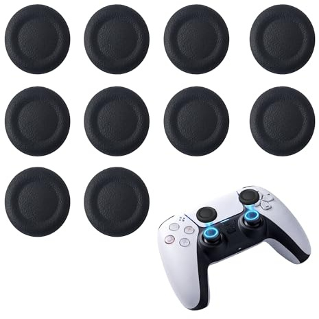 Thumb Grip Joystick Caps 10PCS, Non-Slip Wear-Resistant Ps5 Thumb Grips for Better Control, Easy-Install Controller Grips Compatible with PS5/PS4 Controllers, Analog Stick Replacement Caps, Black