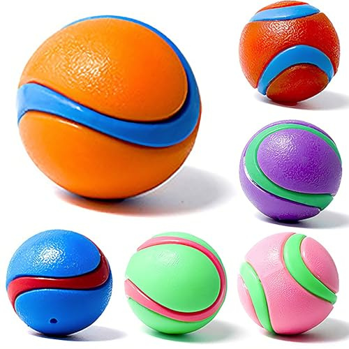Speedy Panther 6 Pack Indestructible Dog Balls, Squeaky Chew Toys for Aggressive Chewers, Puppy Teething Training for Small Medium Dogs, Non-Toxic Rubber Dental Exercise