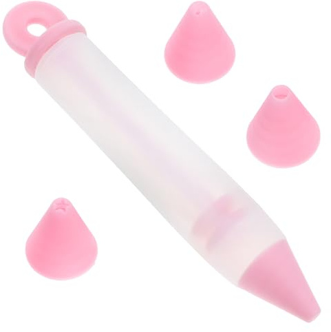 NUOBESTY Set Penne per Decorare Torte in Silicone 4 Ugelli Staccabili Strumento per Decorazione Dessert per Biscotti e Pasticcini Kit per e Modellare Rosa Facile da Pulire