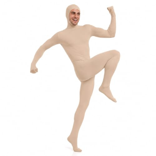 Fancysky Helkroppsdräkt för kvinnor och män, unisex, greenscreen-kostym, Slenderman-bodysuit, halloween, karneval, maskerad, kostym med ansiktsurringning,