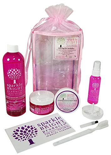 Sparkle Bright All-Natural Jewelry Cleaner - All-in-One Cleaning Kit - Ultrasonics, Gold, Silver, Diamonds, Fine, Fashion, Designer Jewelry