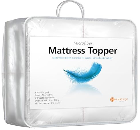 HOSPITOLOGY PRODUCTS Hypoallergenic Mattress Cover- Overstuffed - Deep Pocket - Goose Down Alternative Pillow Top Mattress Topper Queen - 60 W x 80 L