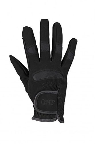 QHP Reithandschuhe Kinder-Handschuhe Multi luftdurchlässig Stretch Klett (Schwarz, Junior 3)