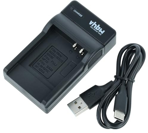 vhbw USB Ladegerät kompatibel mit Panasonic Lumix DMC-FS20, DMC-FS3, DMC-FS5, DMC-FX01, DMC-FX07, DMC-FX10, DMC-FX100, DMC-FX12 Kamera Camcorder/Akku - Ladeschale, Ladeanzeige