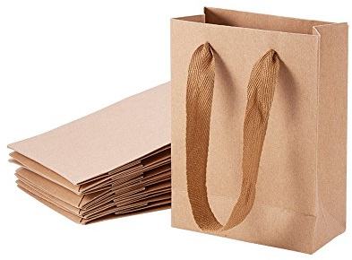 NBEADS 10 Bolsas de Regalo con Asa, Bolsa de Papel Kraft Bolsas de Papel Regalo Navidad para Regalo de Boda, Fiesta de Cumpleaños, Navidad, 16x12x5.7cm