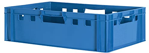 1x Euro Apilamiento de Plástico Caja Industrial Euro Caja Almacenamiento Eurobox E2 Azul Kingpower