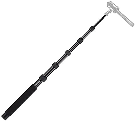 Andoer Soporte de Micrófono, Brazo de micrófono de Mano Extensible de 6 Secciones, Pie de microfono con Tornillo y Rosca de 1/4 Pulgadas, empuñadura de Espuma, 46 cm-200 cm
