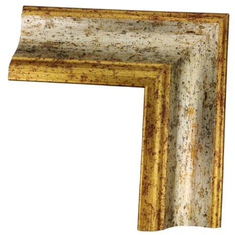 ITALIA CORNICI Maestri Artigiani - Cornice in legno da parete per Quadri tutte le misure, con Passepartout, Oro Argento Noce Azzurro (30 x 40 cm, ARGENTO-ORO)