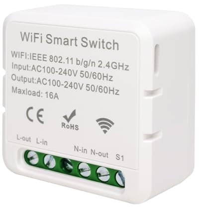 LED ATOMANT Modulo Rele Mini Interruptor WiFi, CON NEUTRO, Compatible con Alexa, Google Home y Smart life, Idoneo LED (400w), 2 Canales