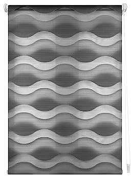 INTERBLIND | Estor Enrollable Noche y Día Doble Capa Ondulado Tamaño 107x150 - Estor Instalación Versátil: Colgar, Atornillar, Pegar Tamaño Tela 104x145