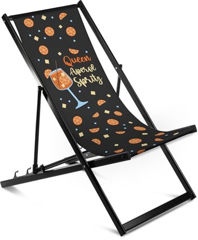 Ferocity Aluminium Liegestuhl Stuhl ohne Armlehne One Size Klappbar Klappliegestuhl Sonnenliege Gartenliegestuhl mit Wechselbezug Motiv Queen Spritz [119]