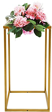 Sengfwin Blumenständer pflanzenständer outdoor Metall Blumenhocker dekosäule blumentopf hoch gold Blume Bodenvase Säule Blumenarrangement für Hochzeit Party Dinner Centerpiece 30x30x60 cm