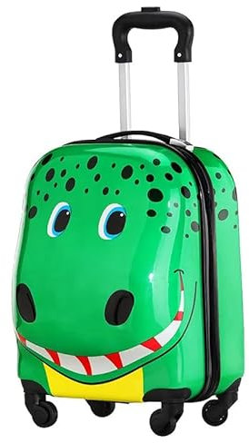 Quana Kinderkoffer, Kindergepäck, Kindertrolly, Hartschalenkoffer für Kinder, Reisekoffer mit Teleskopgriff, Kids Trolley (Krokodil)