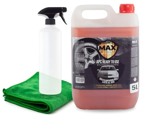 MAX DETAIL-LAB - APC 5L - Limpiador Coche Completo Todo en Uno Listo al Uso, Limpieza Exterior/Interior, Multi-Limpiador Abrillantador Llantas Tapicería Motor Kit Detailing Profesional Moto, 5 Litros