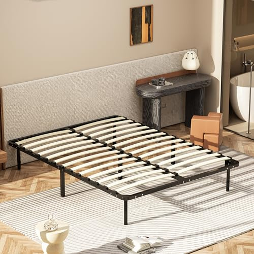 DEWINNER Rete Matrimonio 140x190cm, Alto 35cm con 7 piedi Smontabile a Doghe in Legno Ortopedica Piedi, Struttura portante in Ferro Rinforzata, Base da Incasso per Tutti i Letti e Materassi