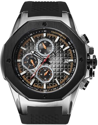 MULCO Buzo Tentacles Watch for Men – Stainless Steel Case with Wrist Silicone Band, Quartz Multifunctional Movement, Large Face Analog Display, 100m Water Resistant, Sport Luxury Design