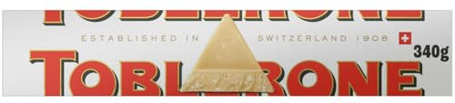 Toblerone White Chocolate, Honey and Almond Nougat Large Gift Bar, Made with Swiss Milk, Perfect for Gifting or Sharing, 340 g (Pack of 1)