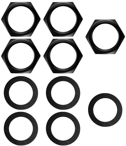 5 Set Jack Socket Nut with Washer, Guitar Nuts and Washers, 3/8 Guitar Input Output Jack Socket Nut and Washer for Guitars Bass, Black