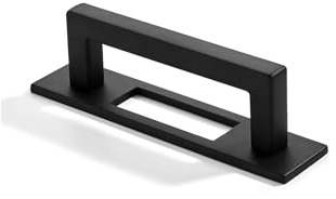 khtumeware 5 Pack 3 Inch Center to Center Matte Black Cabinet Pull with Backplate Heavy-Duty Handles with Base Plate Cabinet Back Plates Hardware Drawer Pulls Kitchen Cabinet