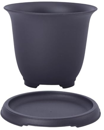 F Fityle Pot de Plantation avec Plateau d'humidité, Pot de bonsaï, de Bureau, jardinière d'extérieur, de Fleurs pour Porche, Patio, terrasse, Jardin, 18x10.2x15.1cm