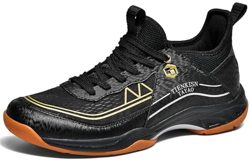 Hiuzylqx Herr Tennis Badmintonskor Lätta Pickleball Inomhusskor Allcourt för Bordtennis Volleyboll Sport,Black,35 EU