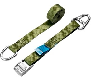 LOADCARE Bagagerem för lastsäkring, tvådelad LC 175 daN spännrem för bagageutrymme, personbil bagageband 25 mm bandbredd med Quick View-etikett, 2 m (olivgrön)