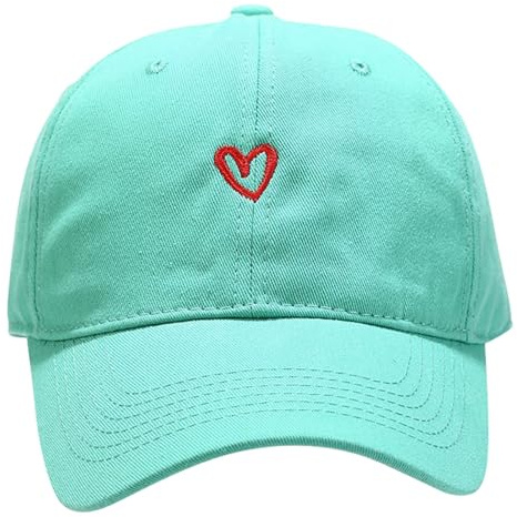 Genérico clásica Lavada con corazón para Hombre y Mujer de béisbol Ajustable Ideal para Uso Diario Paseos y desplazamientos (Mint Green, One Size)
