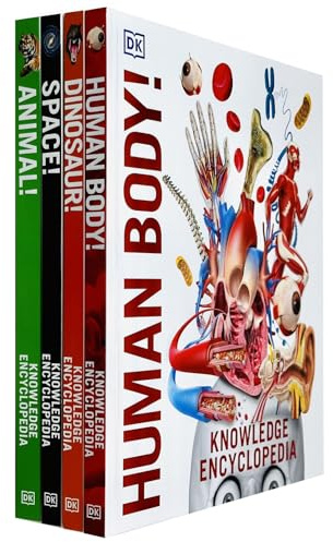 Knowledge Encyclopedias Collection 4 Books Set By DK (Human Body, Dinosaur, Space & Animal)