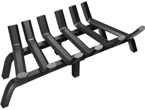 AMAGABELI GARDEN & HOME Fireplace Grate Log Holder 24 Inch Firewood Burning Rack Heavy Duty Wrought Iron Solid Steel for Chimney Hearth Fire Pit Outdoor Kindling Tools Wood Stove Accessories