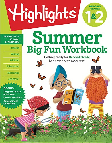Summer Big Fun Workbook Bridging Grades 1 & 2: Summer Before Second Grade Prep Workbook for Spelling, Reading Comprehension, Language Arts and More