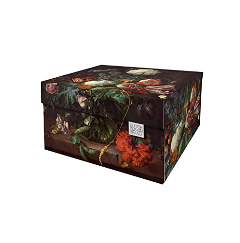 Dutch Design Brand Aufbewahrungsbox Small mit Deckel – 2 Aufbewahrungsboxen – FSC-zertifizierter, recycelbarer Karton (Größe: 27,8 x 20,6 x 14 cm) (Flowers)