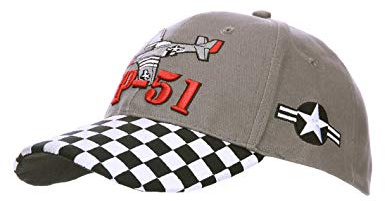 Baseball Cap P-51 Mustang Airforce US Army Bomber USAAF Kokarde Vintage Kariert