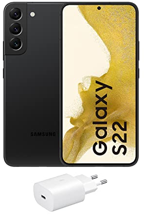 Samsung Galaxy S22 5G (128 GB) Phantom Negro + Cargador – Teléfono Móvil libre, Smartphone Android (Versión Española)