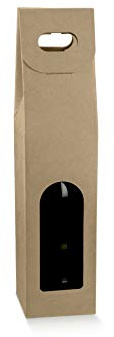 5 scatole per 1 una bottiglia vino verticali modello bordolese, borgognotta robuste strenne natalizie cartone accoppiato e maniglia esterna cm.9 x 9 x 38,5 h marrone Avana
