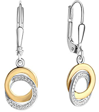 Celesta Silber Damen Ohrring 925/- Sterling Silber 1,8cm Bicolor Zirkonia Silbergrau 360230525