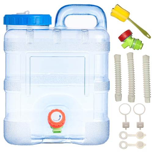 Sparkstarses Water Container, 15L Water Container with Tap, Camping Water Carrier, Plastic Water Tank for Kitchen, RV, Van, Truck, Camping, School, Hospital, Outdoor, Garden