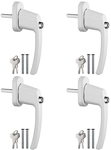 AUTOUTLET Abschließbare Fenstergriffe, 4PCS Aluminium Sicherheitsfenstergriff Fensterschloss Kindersicherung mit Druckknopf & Schloss in Stiftlänge 35mm, Fenster Windows Türgriffe Balkontürgriff(Weiß)