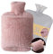 3L Wärmflasche Mit Bezug Kängurutasche,XXL Auslaufsicher Wärmflaschen Mit Reißverschluss und Fächern，Flauschige Plüsch Rosa für Kinder und Erwachsene Frauen Geschenk, Schmerzlinderung (PINK)