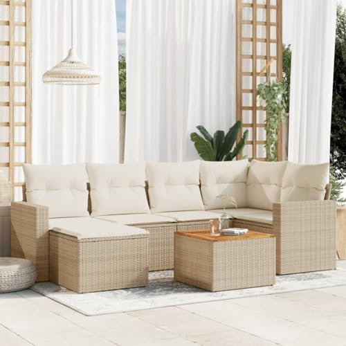 SECOLI Conjunto de muebles de jardín de ratán con espacio de almacenamiento, XXL, muebles de terraza, sofá de salón, grupo de asientos de ratán, muebles de esquina, juego de muebles de balcón, color